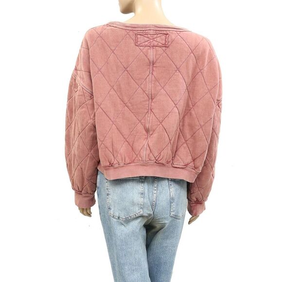 Free People We The Free Mirage Pullover Sweatshirt Top Diamond Quilted S 283932 - Picture 7 of 9